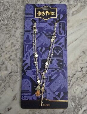 Harry Potter Mandrake & Wand Layered Necklace